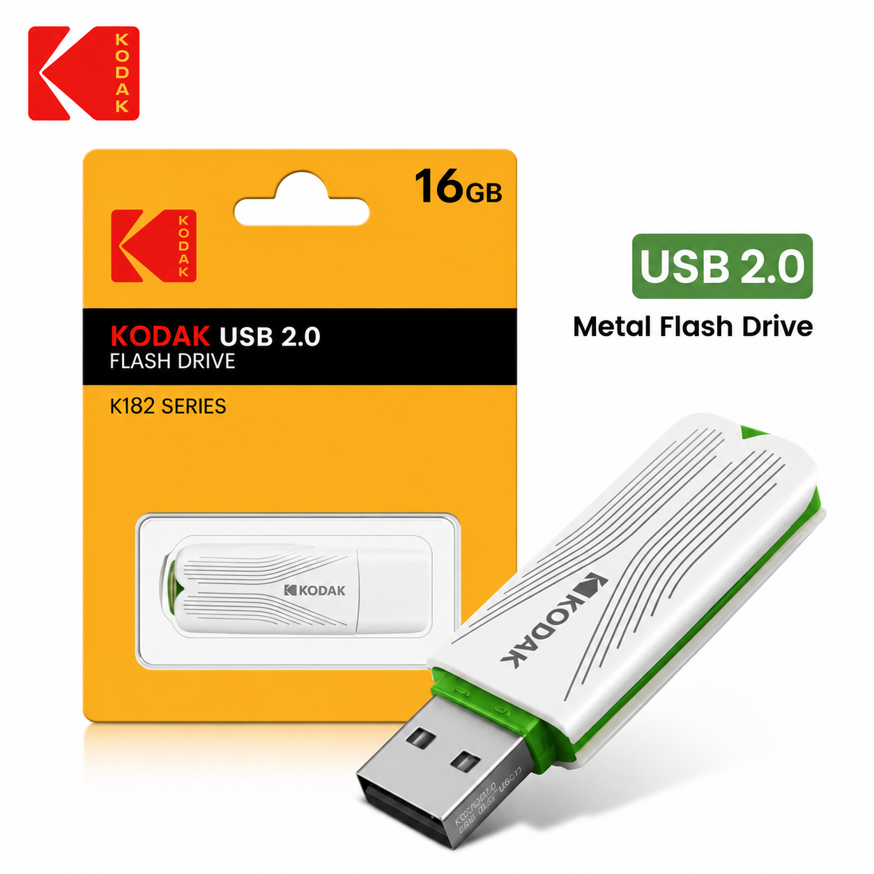 K182 USB 2.0 Flash Drive, Portable U Disk Memory Stick, High-Speed USB2.0 Storage, 16GB/32GB/64GB, with Leather Lanyard for Laptop, PC, File Transfer & Backup, Car, Office