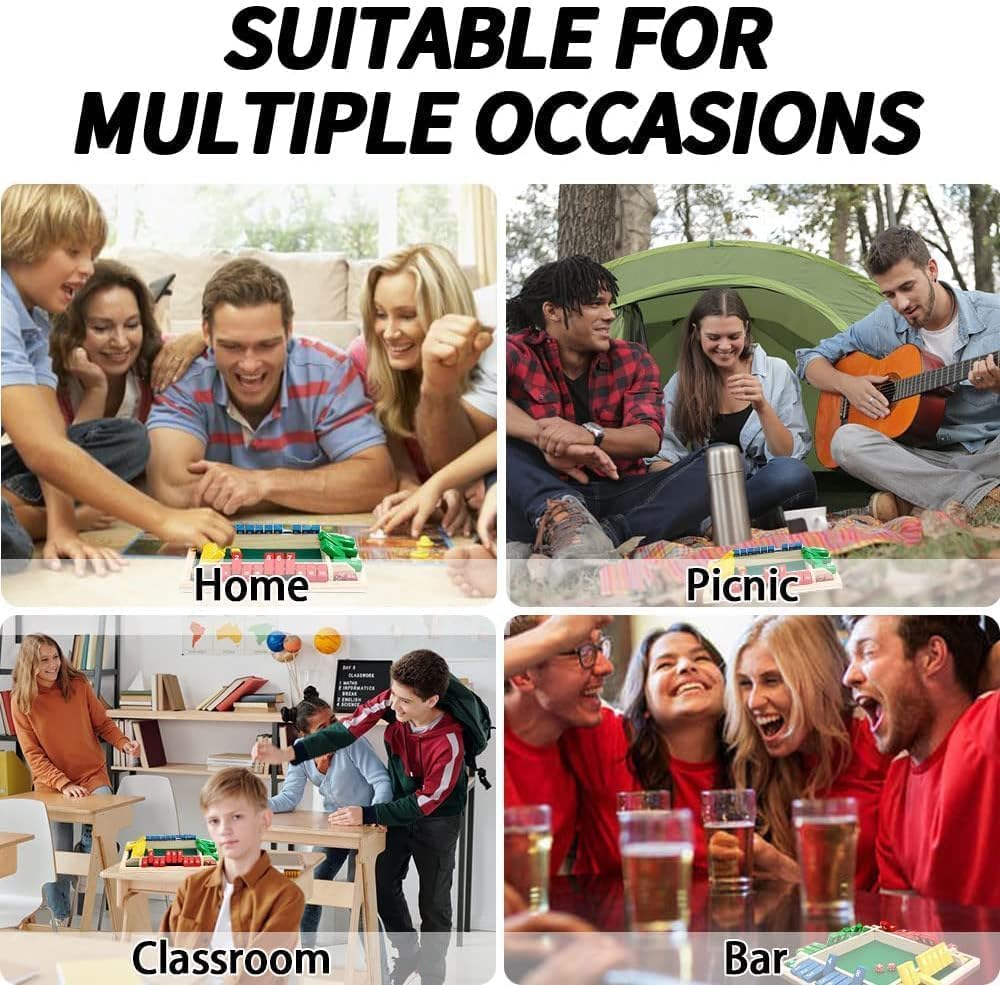 SKY-TOUCH Shut The Box Dice Game, 4-player wooden dice game, Family wooden desktop math game, 8 dice classic desktop game, Suitable for family education,Fun party classroom,Kids Adults.