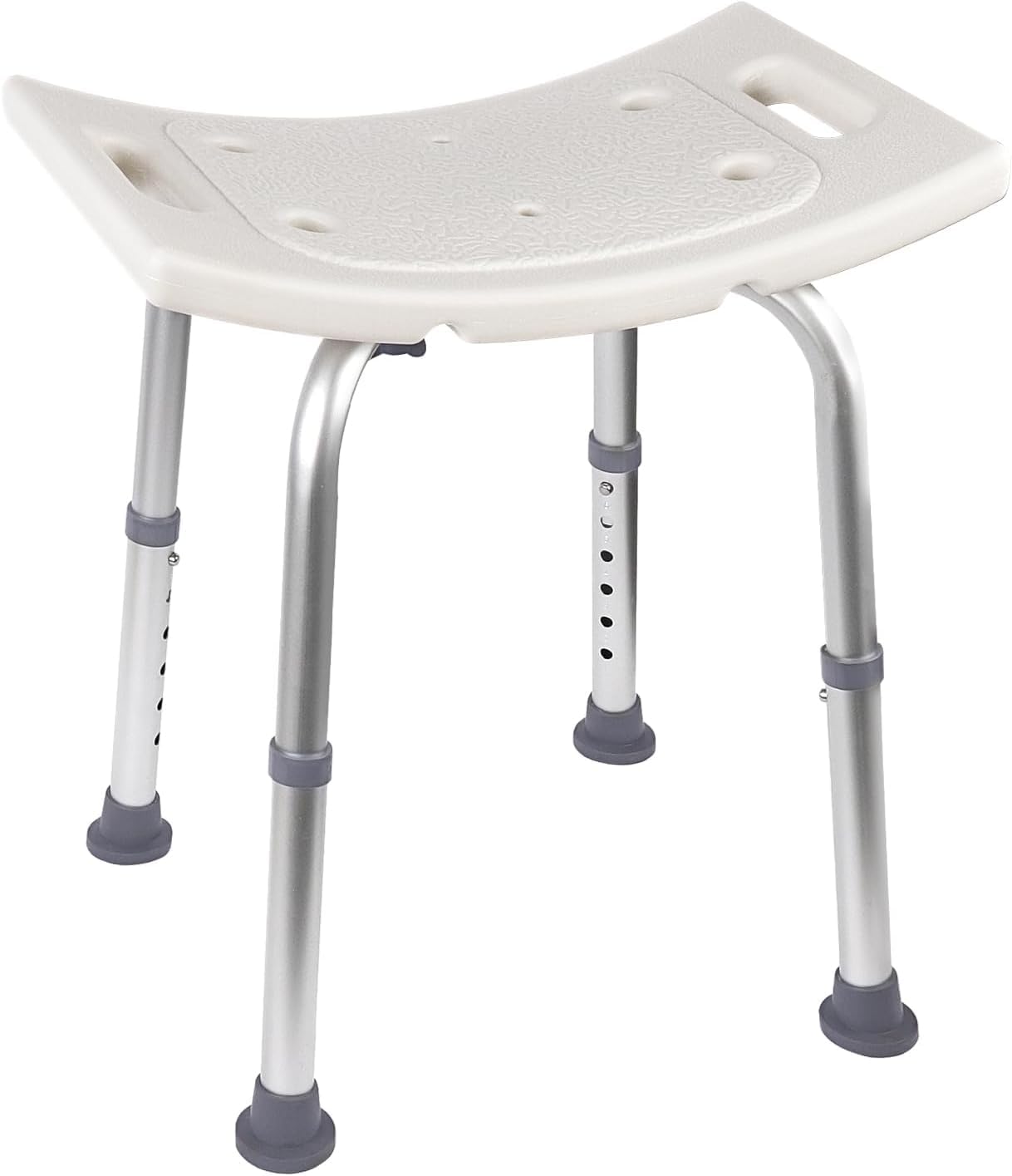 SKY-TOUCH Non-Slip Shower Stool with Suction Feet, Adjustable Lightweight Rust-Free Aluminium Bath Chair for Elderly, Disabled, Pregnancy, Post Surgery, 42 to 50 cm Height, 400 lbs Capacity