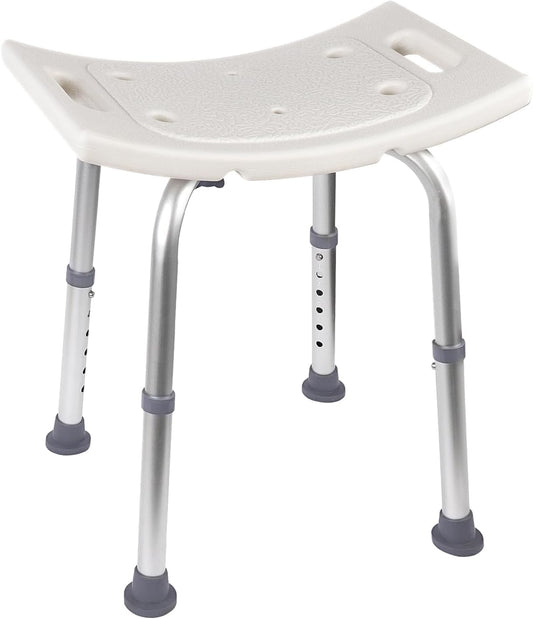 SKY-TOUCH Non-Slip Shower Stool with Suction Feet, Adjustable Lightweight Rust-Free Aluminium Bath Chair for Elderly, Disabled, Pregnancy, Post Surgery, 42 to 50 cm Height, 400 lbs Capacity