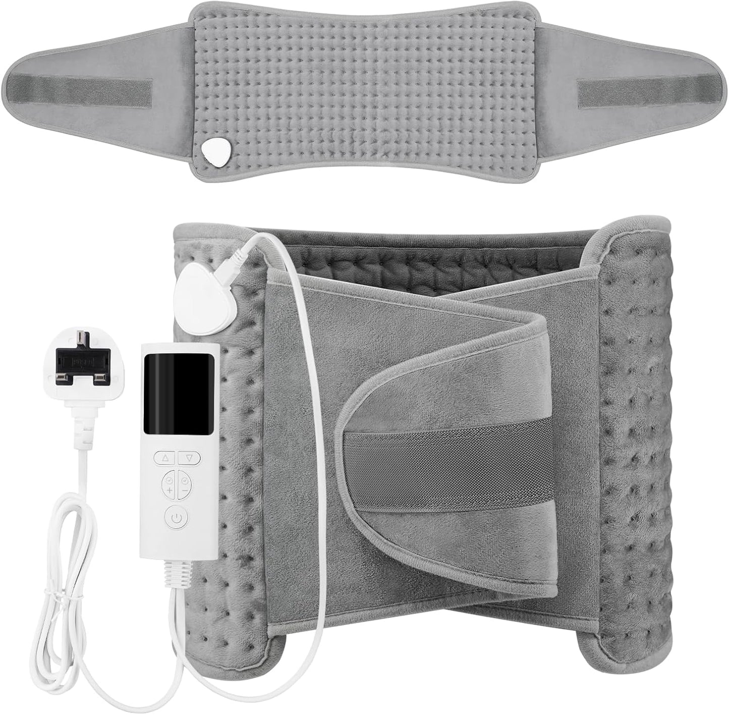 SKY-TOUCH Electric Heating Pad Wrap for Waist & Body, LCD Controller, 9 Heat Levels, 4 Timer Settings, Soft Touch, Fast Heating, Machine Washable - 60x31cm, Ideal for Back, Belly, Legs, & More