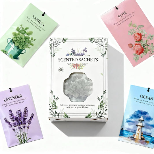 SKY-TOUCH Ocean Rose Lavender Vanilla Scented Sachets, 3 Boxes/12Pcs (4 Scents), Long-Lasting Air Freshener for Home & Office, Natural Deodorizer for Closet, Bathroom, Bedroom, 35 Days Fresh Scent