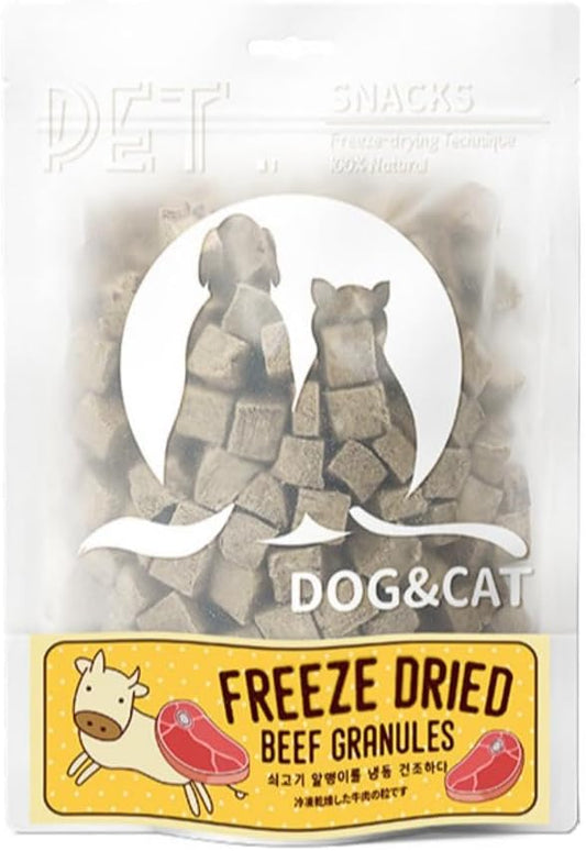 SKY-TOUCH Freeze Dried Dog and Cat Treats, 70g Resealable Value Pack, 100% Beef, Single Ingredient Natural Healthy Training Treats & Food Topper, High Protein Raw Pet Snacks, No Additives