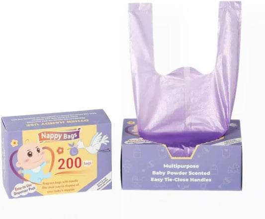 SKY-TOUCH Portable Biodegradable Disposable Diaper Wet Waste Bag (400pcs/box) Baby Powder Scented Wet Waste Bag Vest Design Baby Diaper Bag Suitable for Travel and Daily Use