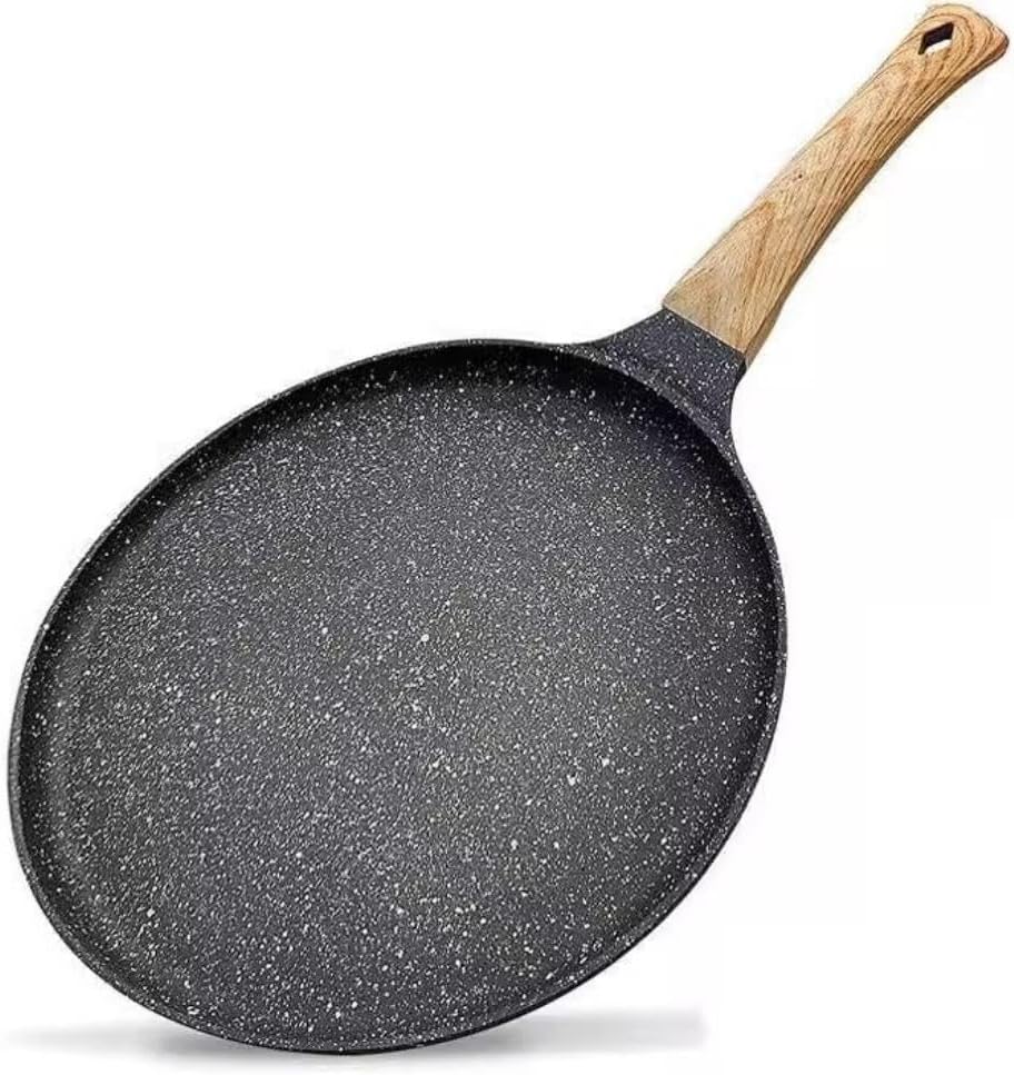 SKY-TOUCH 28CM Nonstick Skillets : Granite Coating Crepe Pan Tawa with Stay-Cool Handle PTFE & PFOA Free Pancake Pan for All Stovetops (Black)