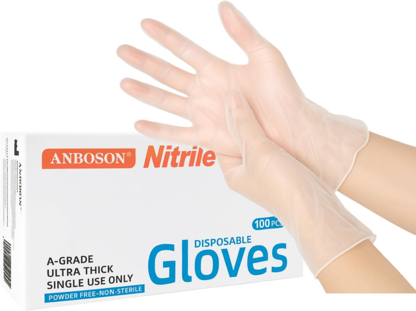 SKY-TOUCH Disposable Vinyl Gloves, 100 Count, Powder-Free & Latex-Free, Food Safe, Non-Sterile, Ambidextrous, For Cooking, Food Prep, Cleaning & Professional Use (XL Clear)