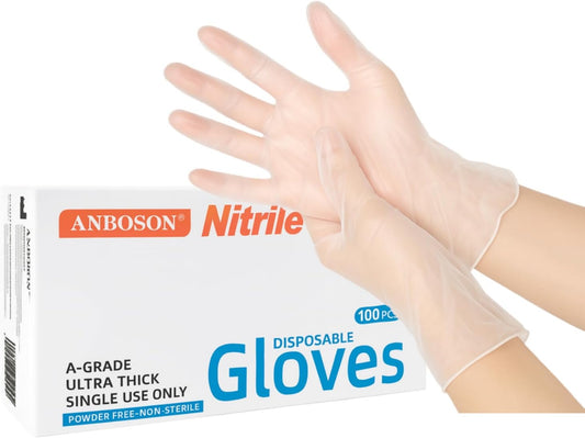 SKY-TOUCH Disposable Vinyl Gloves, 100 Count, Powder-Free & Latex-Free, Food Safe, Non-Sterile, Ambidextrous, For Cooking, Food Prep, Cleaning & Professional Use (XL Clear)