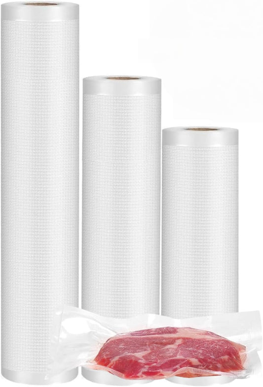 SKY-TOUCH 3 Rolls Vacuum Sealer Bags for Food, Thickened Puncture Prevention Food Saver BPA Free for Sous Vide cooking Microwave Freezer Storage (15x500cm, 22x500cm, 28x500cm)