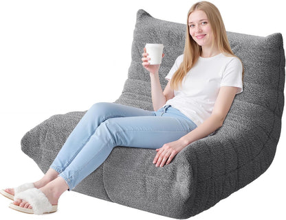 SKY-TOUCH Caterpillar Lazy Sofa, Bean Bag Chair, Sofa Chair, Fainting Couch, Oversized Soft Skin-Friendly Floor Lounge Chair for Living Room Bedroom Salon Office, Single, Grey - 105x90x80cm