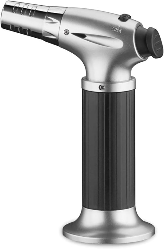 SKY-TOUCH Butane Torch Lighter, Refillable Kitchen Spray Gun With a Safety Lock, Continuous Flame Mode, And Adjustable Flame, Suitable for Cooking And Grilling, Silvery - Not Contain Butane Gas