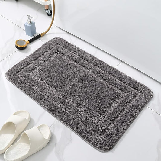 SKY-TOUCH Thick Soft Microfiber Bathroom Rug Mat - Non-Slip, Absorbent, Quick-Dry, Machine Washable - 50x80cm, Grey