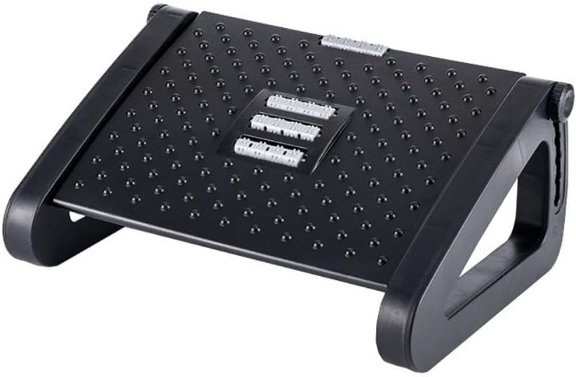 SKY-TOUCH Under Desk Footrest : Adjustable Height Footrest with Massage Roller Ergonomic Foot Stool with Massage Texture for Home Office Pressure Relief (Black)