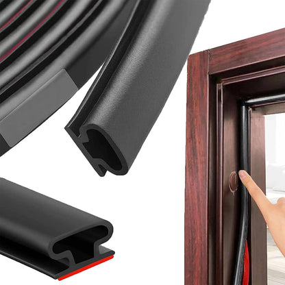 SKY-TOUCH 6M Black D-Shape Self-Adhesive PVC Weather Stripping Door Seal – Soundproof & Draft Excluder for 2.5-6mm Gaps, Window & Door Frame Insulation