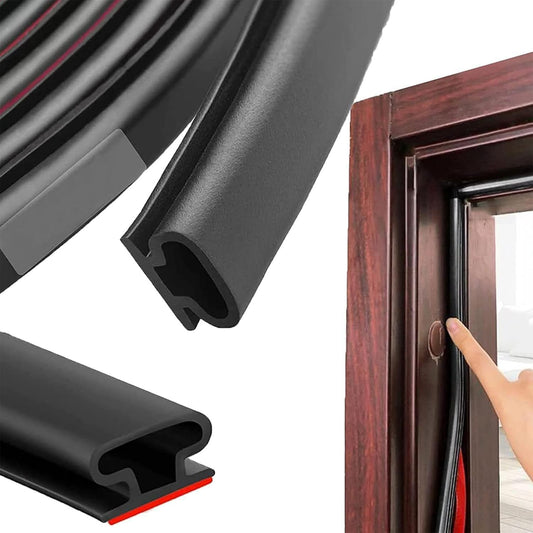 SKY-TOUCH 6M Black D-Shape Self-Adhesive PVC Weather Stripping Door Seal – Soundproof & Draft Excluder for 2.5-6mm Gaps, Window & Door Frame Insulation