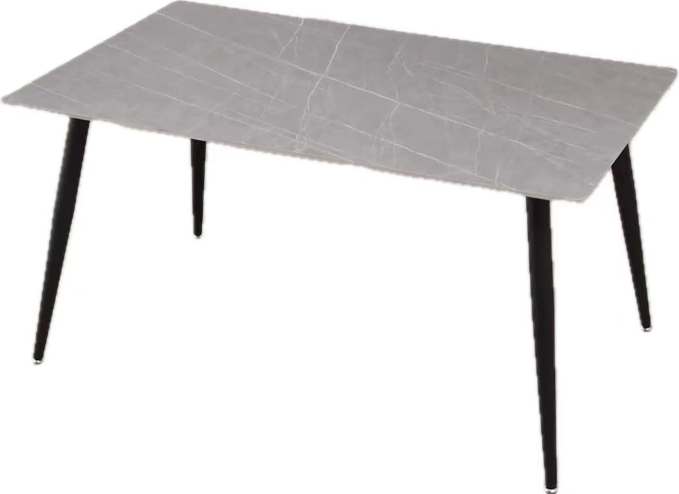 SKY-TOUCH Kitchen Dining Table Rectangular,Modern Rectangle Dining Table with rock slab Tabletop & Black Iron Legs,for Dining Room, Kitchen,Restaurant (180×80cm,Grey)