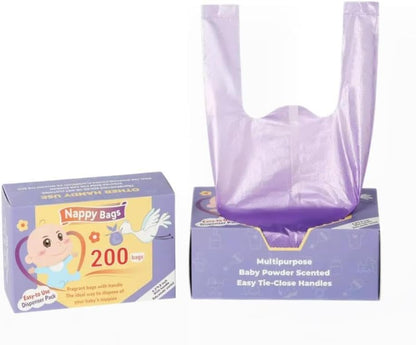 SKY-TOUCH Portable Biodegradable Disposable Diaper Wet Waste Bag (800pcs/box) Baby Powder Scented Wet Waste Bag Vest Design Baby Diaper Bag Suitable for Travel and Daily Use