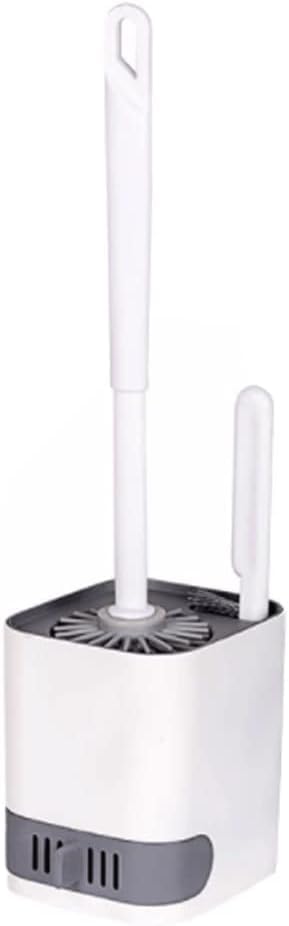 SKY-TOUCH Soft Wall-Mounted and Floor-Standing Dual Purpose Toilet Brush with Silicone Bristles Toilet Brush and Holder Deep Cleaning Reusable, Square - Easy Keep Clean