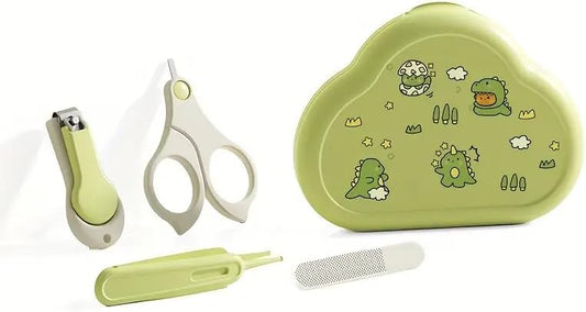 SKY-TOUCH Baby Nail Care Kit for & - Safe & Gentle Complete Set with Nail Clipper, Scissors, Cuticle Pusher & Nail File - Portable Newborn Grooming Tools (Pink/Green) - Baby Nail Trimmer Set, 12x10cm