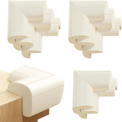 SKY-TOUCH 8 PACK Baby Safety Corner Guard, Hefty-Fit Heavy-Duty Soft NBR Rubber Foam, Furniture Fireplace Safety Bumper Guard, Off-White, with Stick Tape