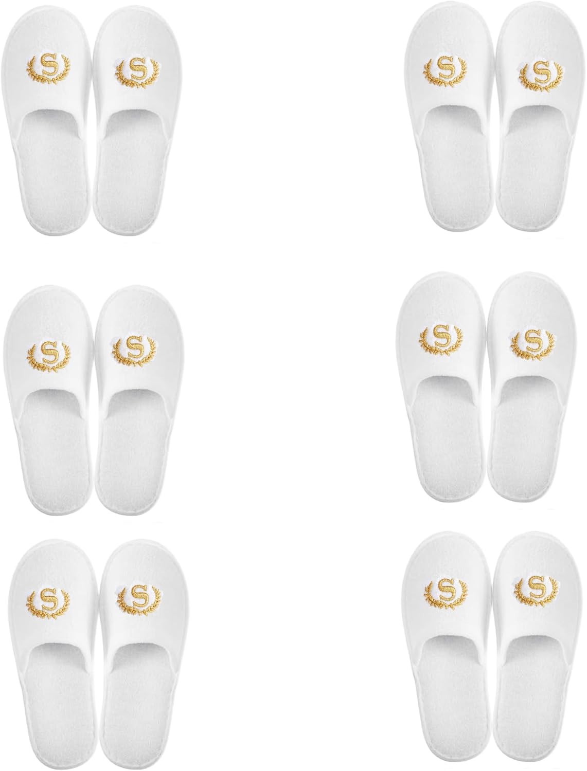 SKY-TOUCH 6 Pairs of Non Slip Disposable Spa Slippers, Eco-Friendly Indoor Slippers for Bathroom, Bedroom, Hotel, Flight,Spa,Unisex Fits 42-46, White - Individually Package