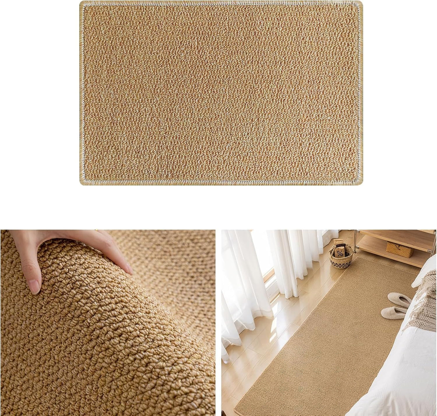 SKY-TOUCH Imitation Sisal Carpet-Set,Imitation Sisal Cotton Cloth Bottom Door Rug,Non Slip Woven Cotton Entrance Rugs for Front Porch Bathroom Kitchen Bedroom, SIZE 120x43cm & 76x43cm