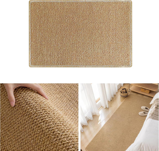 SKY-TOUCH Imitation Sisal Carpet-Set,Imitation Sisal Cotton Cloth Bottom Door Rug,Non Slip Woven Cotton Entrance Rugs for Front Porch Bathroom Kitchen Bedroom, SIZE 120x43cm & 76x43cm