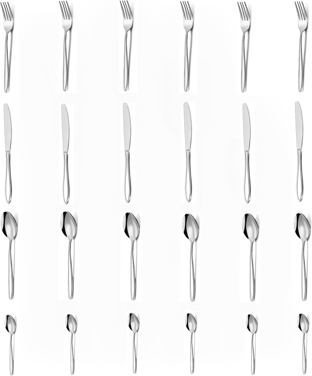SKY-TOUCH 24-Pieces Silverware Set, Stainless Steel Flatware Tableware Set for 6, Flatware Silverware Set with Knife Fork Spoon, Elegant Tableware for Home Daily Use, Dishwasher Safe