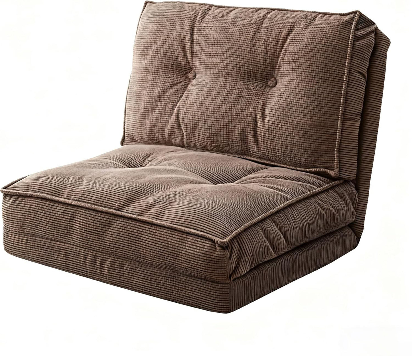 SKY-TOUCH Floor Sofa 3-in-1 Folding Sofa Bed with Velvet Look, Padded Sofa Bed up to 240 kg Load Capacity for Bedroom, Living Room, Coffee Brown, 55x89x12CM