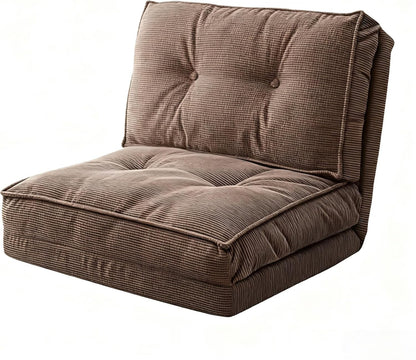 SKY-TOUCH Floor Sofa 3-in-1 Folding Sofa Bed with Velvet Look, Padded Sofa Bed up to 240 kg Load Capacity for Bedroom, Living Room, Coffee Brown, 55x89x12CM