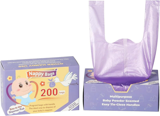 SKY-TOUCH Portable Biodegradable Disposable Diaper Wet Waste Bag (400pcs/box) Baby Powder Scented Wet Waste Bag Vest Design Baby Diaper Bag Suitable for Travel and Daily Use