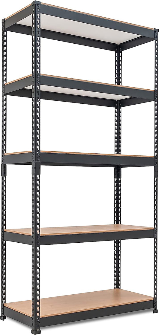 SKY-TOUCH 5 tire Metal Shelf Storage Unit Rack,Adjustable Garage Storage Utility Rack Heavy Duty Shelves Organization Multipurpose Shelf Warehouse Basement Kitchen Living Room pantry, Black