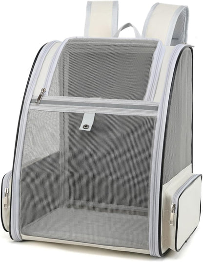 SKY-TOUCH Cat Carrier Backpack, Cats Dogs Rabbits Carrier, for Small Pets and Puppies – Perfect for Outdoor Adventures and Vet Visits, Ultimate Comfort On-the-Go, Grey - 34x27x41cm