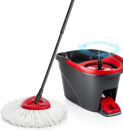 SKY-TOUCH 2in1 Easy Wring & Clean Spin Mop & Bucket Set with Foot Pedal, 3-Section Retractable Handle, Floor Mop with Spin Wringer, 360 Degree Easy All-Around Cleaning for Home Kitchen Floor Cleaning