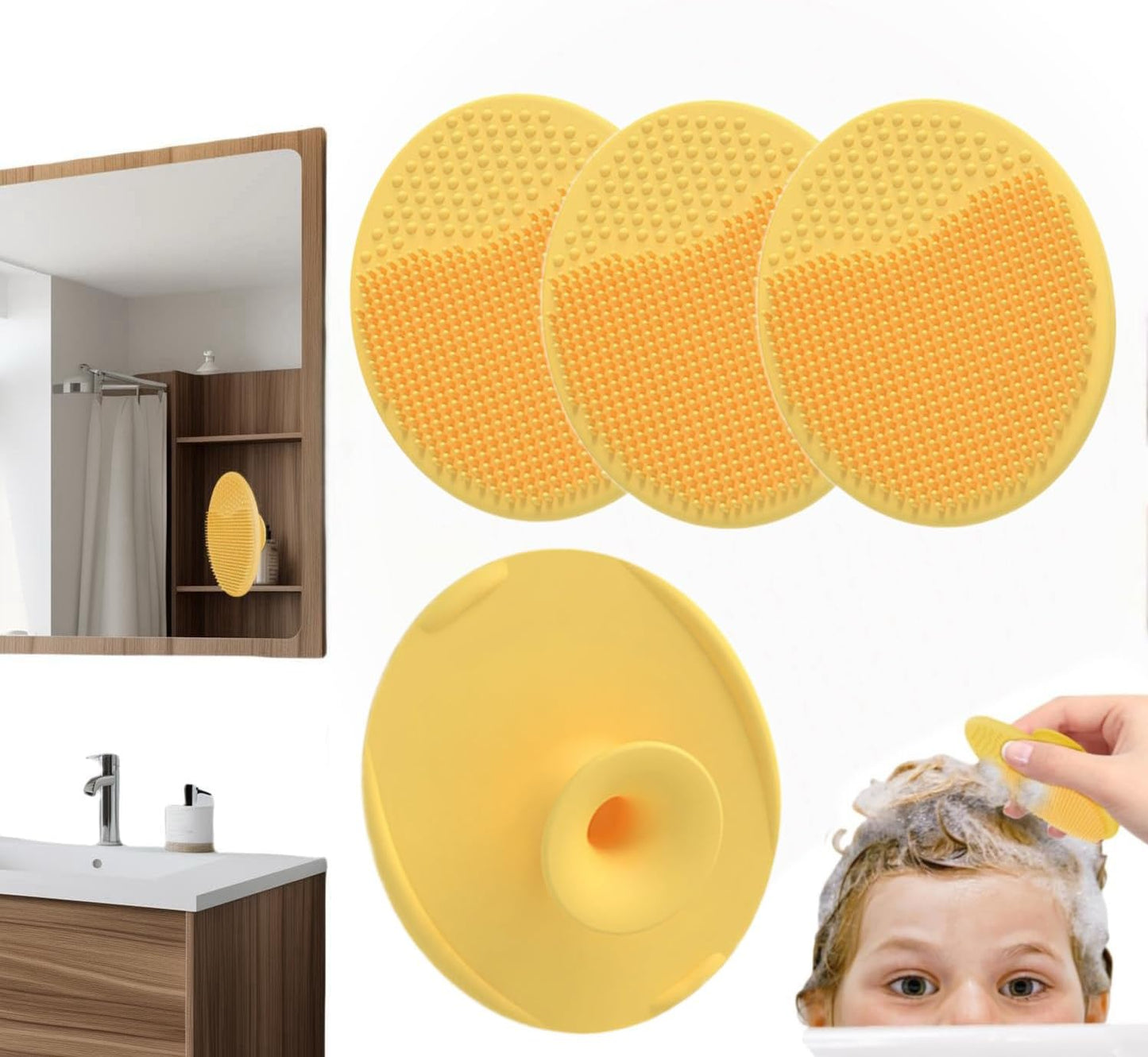 SKY-TOUCH 3PCS Silicone Baby Shampoo Brush, Gentle Scalp Comb for Cradle Cap, Soft Baby Hair Brush, Safe and Comfortable for Newborn Bathing