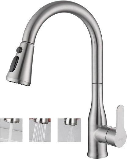 SKY-TOUCH Kitchen Faucet Tap with Pull Down Sprayer,3 Spray Mode High Pressure Kitchen Faucet for Kitchen - Stainless Steel Sink Mixer Tap,80CM water inlet pipe