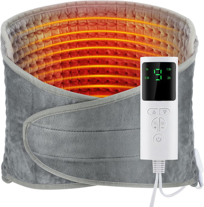 SKY-TOUCH Electric Heating Pad Wrap for Waist & Body, LCD Controller, 9 Heat Levels, 4 Timer Settings, Soft Touch, Fast Heating, Machine Washable - 60x31cm, Ideal for Back, Belly, Legs, & More