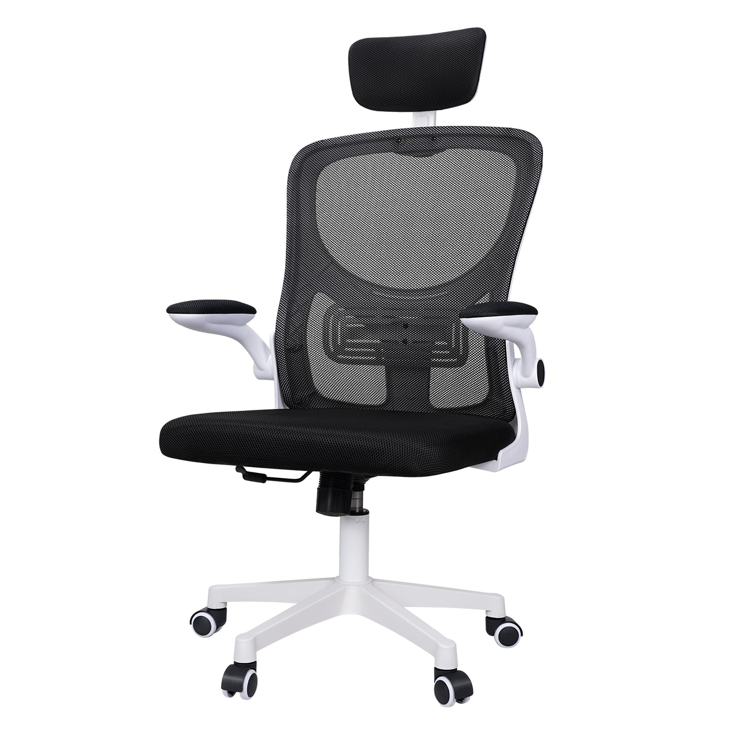 SKY-TOUCH Ergonomic Office Chair,Height adjustable Gaming Chair, Breathable Mesh Design High Back Desk Chair with Flexible Headrest, Swivel Padded Armrest, Lumbar Support, Tit, White