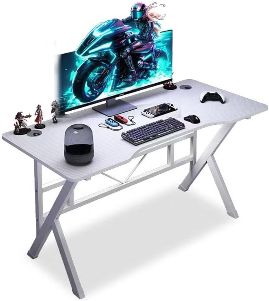 SKY-TOUCH 120x60cm Desktop Computer Desk, Home Office Computer Workstation, Gamer Desk with K-Shaped Ergonomic Computer Desk for Home, Office, Student Writing Study Desk