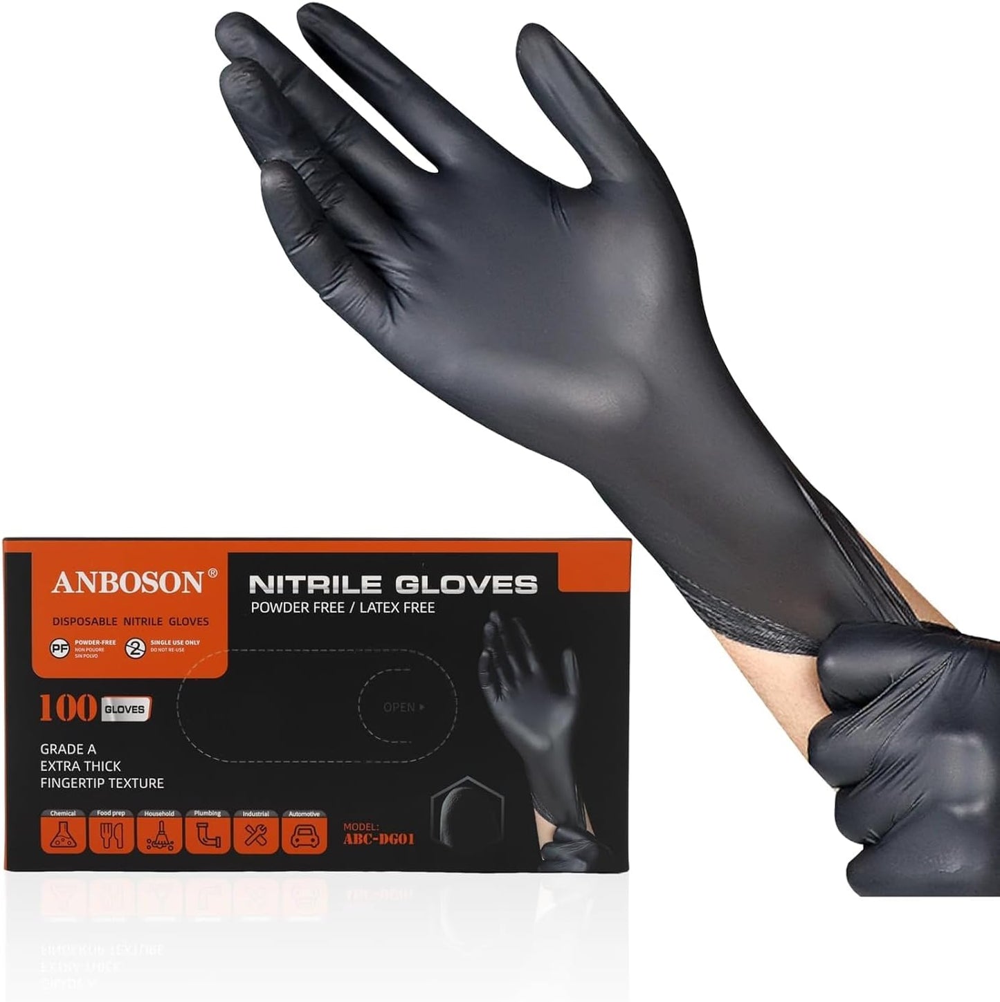 SKY-TOUCH Disposable Vinyl Gloves, 100 Count, Powder-Free & Latex-Free, Food Safe, Non-Sterile, Ambidextrous, Ideal For Cooking, Food Prep, Cleaning, Salons, and Light Industrial Use (XL Black)