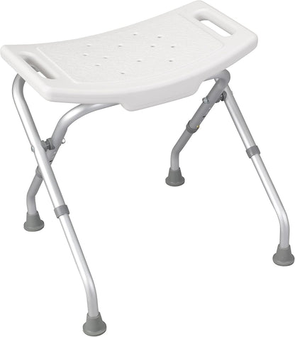 SKY-TOUCH Non-Slip Folding Shower Stool with Suction Feet, Adjustable Lightweight Rust-Free Aluminium Bath Chair for Elderly, Disabled, Pregnancy, Post Surgery, 300 Pounds Capacity