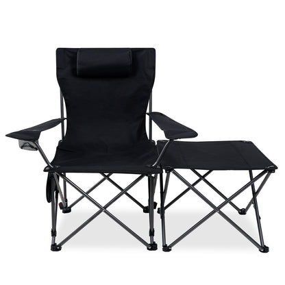 SKY-TOUCH Camping Chair Set, Folding Chair, Portable Camping Chair with Side Pocket & Carry Bag,Camping Couch for Adults, Black