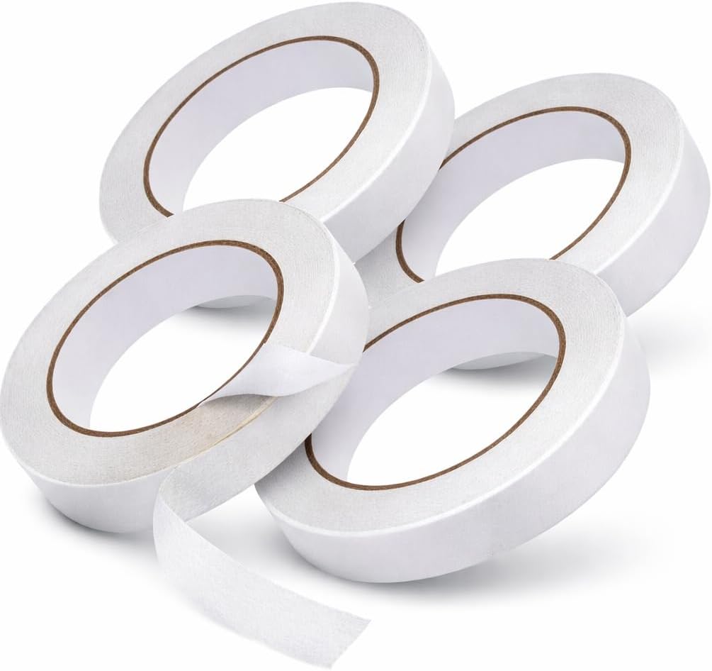 SKY-TOUCH 4PCS Double Sided Tape | 1" x 20 Yards Adhesive Sticky Tape for Arts, Crafts, Photography, Scrapbooking, Card Making, Gift Wrapping & Office School Stationery Supplies (Pack of 4)