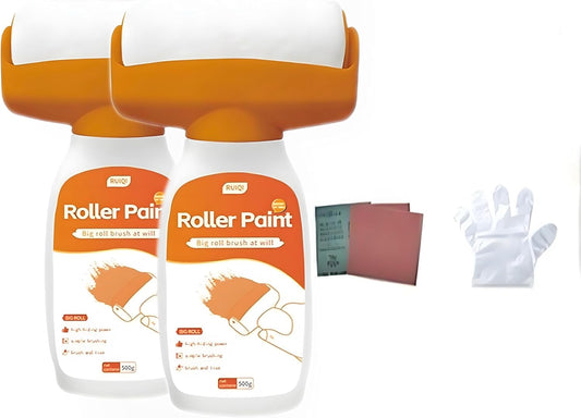 SKY-TOUCH 500g Wall Repair Paint Kit With Roller 2pcs, Includes Sandpaper and Gloves, Low-Odor Latex Paint for Repairing Stains, Mold, Discoloration, Graffiti, and Scratches on Walls