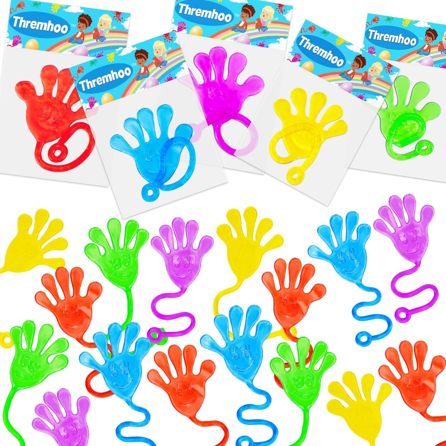 40 Pcs Sticky Hands For Kids Class Valentine Exchange Gift Stretchy Treasure Box Toy Classroom Prize Student Mini Toys Bulk Prize Fillers Slap Hand Party Favor Supplies Goodie Bag Stuffer Boy Girl