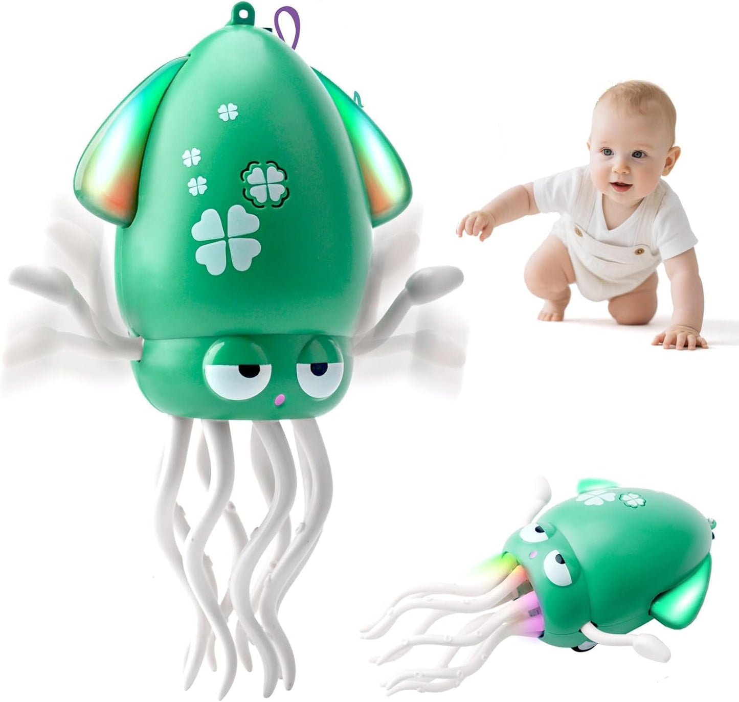 SKY-TOUCH Electric Dancing Octopus Toy, Rechargeable Crawling Octopus Toy with LED Light ＆ Music, Funny Electric Baby Sensory Toys, Magical Dancing Toys for 3 + Year Old Boys Girls