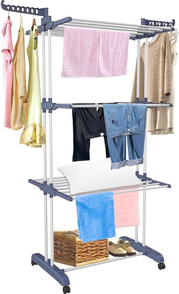 SKY-TOUCH 4 Tier Foldable Clothes Drying Rack, Laundry Drying Rack wit ...