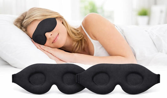 SKY-TOUCH 2PCS 3D Blackout Sleep Mask, Eye Mask for Sleeping,100% Blackout,Sleep Mask Men Women, with Adjustable Strap for Sleeping, Yoga, Traveling (Black)