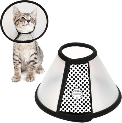 SKY-TOUCH Adjustable Cat Recovery Cone, Lightweight Plastic Elizabeth Collar for Cats, Kittens, and Small Dogs After Surgery, Soft Protective E-Collar to Prevent Licking and Biting Wounds(M 22-26cm)