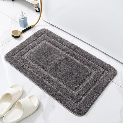 SKY-TOUCH Thick Soft Microfiber Bathroom Rug Mat - Non-Slip, Absorbent, Quick-Dry, Machine Washable - 40x60cm, Grey