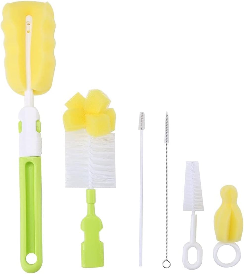 SKY-TOUCH 6 PACK Baby Bottle Cleaning Brushes Set, Includes Nipple Cleaner & Long Handle for Narrow Neck Glass Bottles, Water Bottle & Straw Cleaner, Multicolor